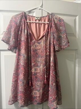 Show Me Your MuMu Dusty Pink Paisley-Trim Boho Tunic